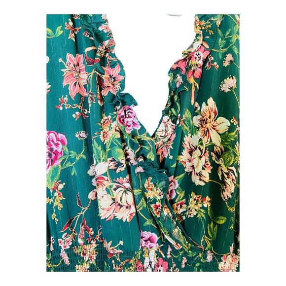 Maurices Womens V Neck Long Sleeve Floral A Line Skater Dress Pleated Green 3X - Picture 6 of 16